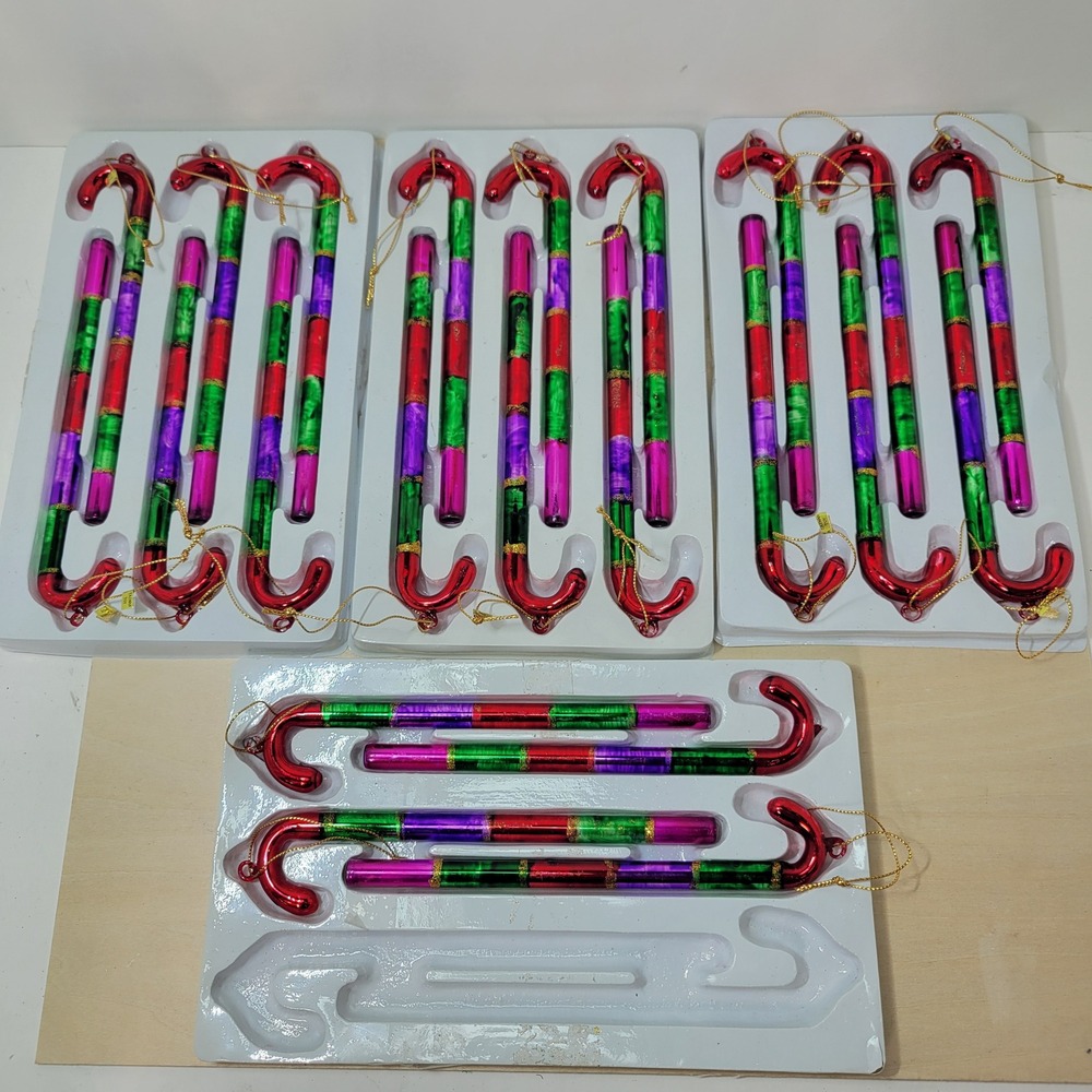 Vintage Candy Cane Christmas Ornaments‎ Shiny Brite Style Lot of 18